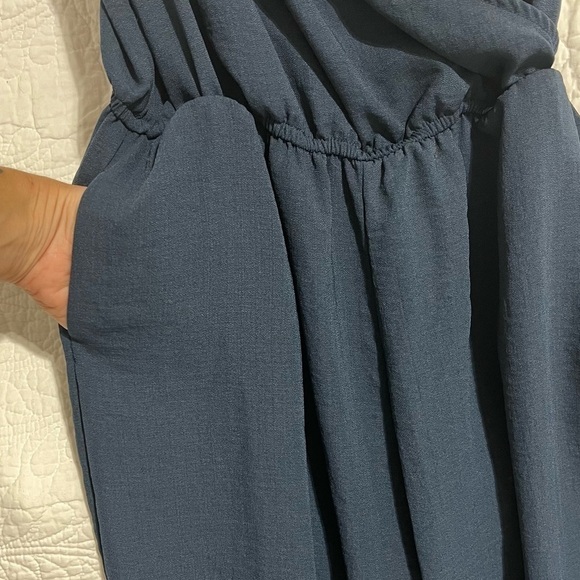 MONK & LOU DARLA Blue Cropped Wide Leg Romper, Jumpsuit, Size Small- #277 - Picture 6 of 10